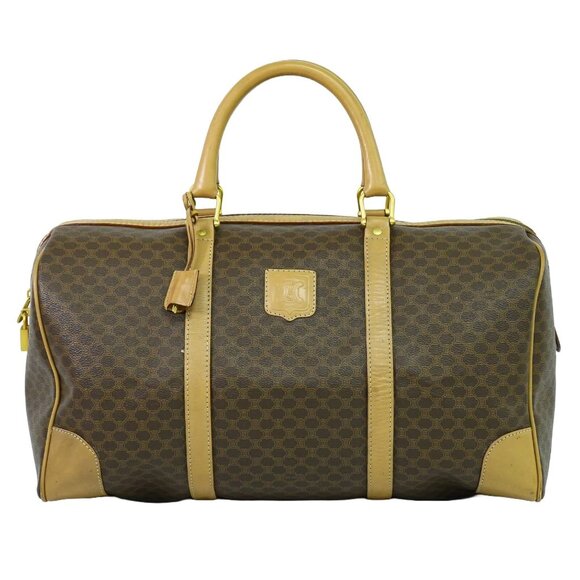 CELINE Macadam PVC Boston Travel Handbag Brown Gold - Picture 1 of 10